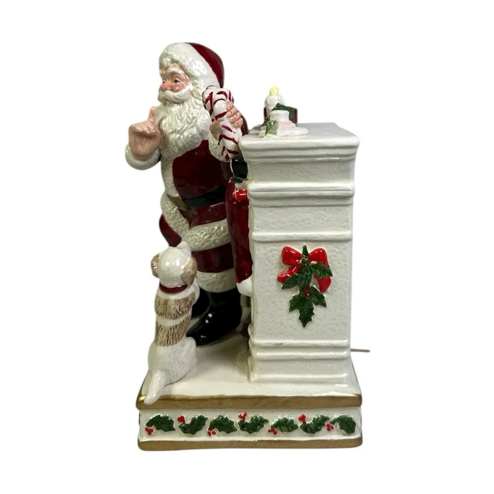 Enesco Corporation Here's Comes Santa With Dog Music Box Design Rusynyk Otagiri